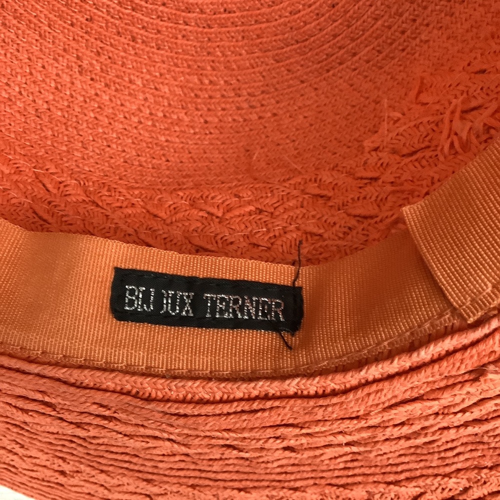 BIJOUX TERNER Floppy Orange Straw Sun Hat - Picture 3 of 9